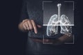 Healthcare and medicine, Covid-19, Doctor Scanning and diagnose virtual Human Lungs, Innovation and Medical technology