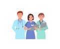 Healthcare medicine and doctors concept. Group of hospital medical staff standing together. Male and female medicine workers. Flat Royalty Free Stock Photo