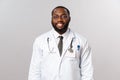 Healthcare, medicine and hospital treatment concept. Handsome professional physician, african-american doctor in glasses