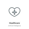 Healthcare outline vector icon. Thin line black healthcare icon, flat vector simple element illustration from editable artificial