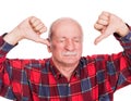 Healthcare, pain, stress and age concept. Sick old man. Senior man suffering from headach over white background