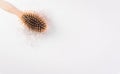 Healthcare problem concept. Hair loss or hair fall in comb on white background Royalty Free Stock Photo