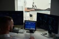 Healthcare professional performing computed tomography on male person