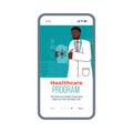 Healthcare program application onboarding design, flat vector illustration.