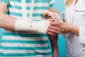 Man with broken hand visit doctor