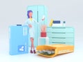 Healthcare series: Pharmacist. Pharmacist at work 3d render