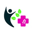 Healthcare sign logo green leaf parent kids love parenting care symbol icon design vector logo