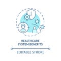 Healthcare system benefits turquoise concept icon