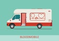 Healthcare transport illustration blood mobile van
