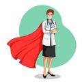 Healthcare worker Doctor in Superhero costume showing their powerful contribution towards society