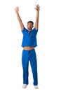 Healthcare worker with raised arms Royalty Free Stock Photo