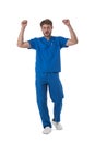 Healthcare worker with raised arms Royalty Free Stock Photo