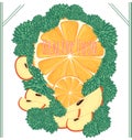 Healthe food - orange, apple, echeveria decor