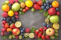 Healthful mix Fresh and diverse array of fruits and berries