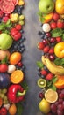 Healthful mix Fresh and diverse array of fruits and berries