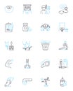 Healthfulness linear icons set. Wellness, Nourishment, Nutrient-dense, Cleanse, Hydrate, Fitness, Immunity line vector