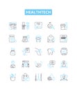 HealthTech vector line icons set. HealthTech, MedicalTech, CareTech, Telehealth, Wearables, Diagnostics, Telemedicine Royalty Free Stock Photo