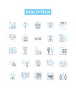 HealthTech vector line icons set. HealthTech, MedicalTech, CareTech, Telehealth, Wearables, Diagnostics, Telemedicine Royalty Free Stock Photo