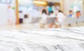 Healthty background.Empty diagonal white marble table with blur patient in hospital for treat virus blur background,banner mockup