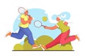 Healthy and active lifestyle. Senior female and male characters enjoying Royalty Free Stock Photo