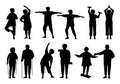 Healthy active old people black silhouette vector