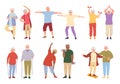 Healthy active older people cartoon set vector