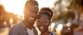 A Healthy African Couple Enjoying A Walk In The Urban City With Smiles