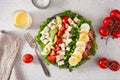 Healthy American Cobb salad with egg bacon avocado chicken tomato. hearty keto low carb diet Royalty Free Stock Photo