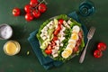 healthy American Cobb salad with egg bacon avocado chicken tomato. hearty keto low carb diet Royalty Free Stock Photo