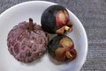 Healthy anti- cancer purple fruits - Apple custard and mangosteens