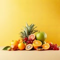 healthy arrangement of fresh, ripe fruits in a bowl, expertly captured with studio lighting.