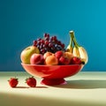 healthy arrangement of fresh, ripe fruits in a bowl, expertly captured with studio lighting.