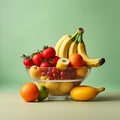 healthy arrangement of fresh, ripe fruits in a bowl, expertly captured with studio lighting.