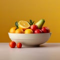 healthy arrangement of fresh, ripe fruits in a bowl, expertly captured with studio lighting.