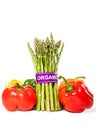 Healthy Asparagus and Bell Peppers with Organic Label