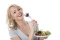 Healthy Attractive Young Woman With Salad on Fork