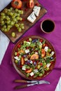 Overhead view of healthy autumn salad