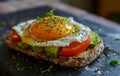 Healthy Avocado Toast with Egg and Tomatoes Royalty Free Stock Photo