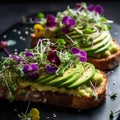 Healthy avocado toasts for breakfast or lunch with rye bread