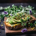 Healthy avocado toasts for breakfast or lunch with rye bread