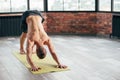 Healthy back spine yoga sport man downward dog