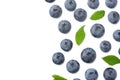 healthy background. blueberries with leaves isolated on white background. top view Royalty Free Stock Photo