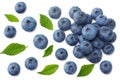 healthy background. blueberries with leaves isolated on white background. top view Royalty Free Stock Photo