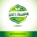 100% healthy badge label seal