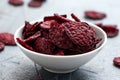 Healthy Baked Beetroot Chips in white bowl Royalty Free Stock Photo