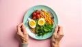 Healthy Balanced Meal with Boiled Eggs and Chickpeas Royalty Free Stock Photo