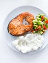 Healthy balanced meal lunch plate - baked salmon Royalty Free Stock Photo