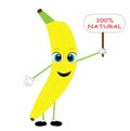 Healthy banana cartoon illustration vegan vector