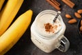 Healthy banana cinnamon smoothie or shake