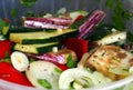 Healthy barbeque of different sliced vegetables